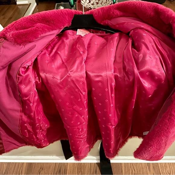 kate spade ♠️- $568 Bow-waist Faux Fur Coat in, “Rosa Plum”, Size Medium, NWT - Picture 10 of 16